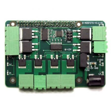 8-MOSFETS Solid State Stackable Card for Raspberry Pi