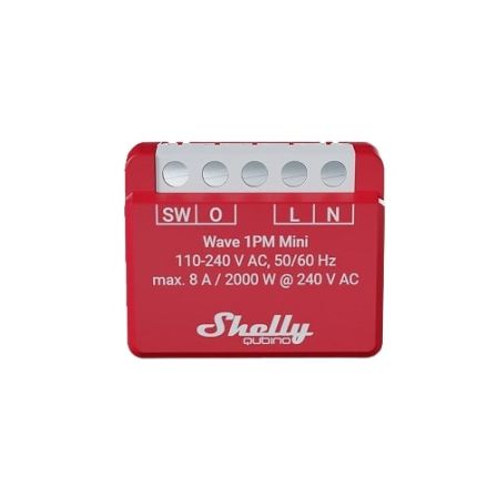 Shelly Wave 1PM Mini LR - Slimme Draadloze Schakkelaar met Energiemeter