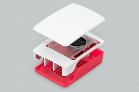 Originele Raspberry Pi 5 Behuizing - Rood/Wit inclusief ventilator (koeling)