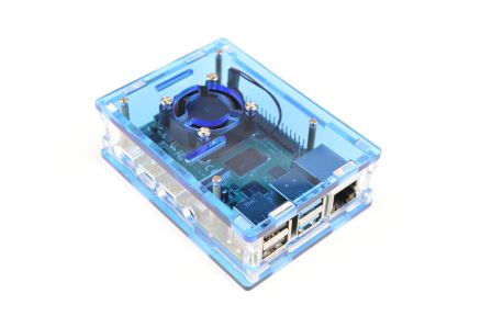 Premium Raspberry Pi 4 Behuizing - Blauw / Transparant inclusief Ventilator