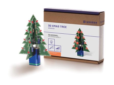 Velleman Soldeerkit, DIY, 3D-kerstboom, 16 knipperende rode LEDs, personaliseerbaar WSSA130